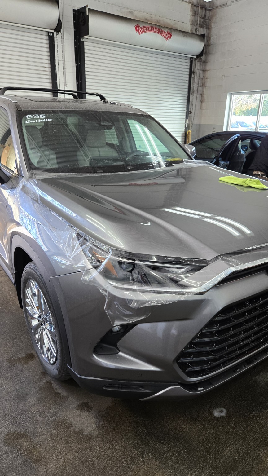 Silver vehicle receiving paint protection film at TWL Wrap