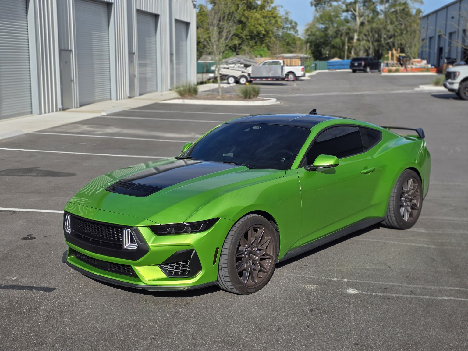 Green Mustang with a full color change wrap by TWL Wrap