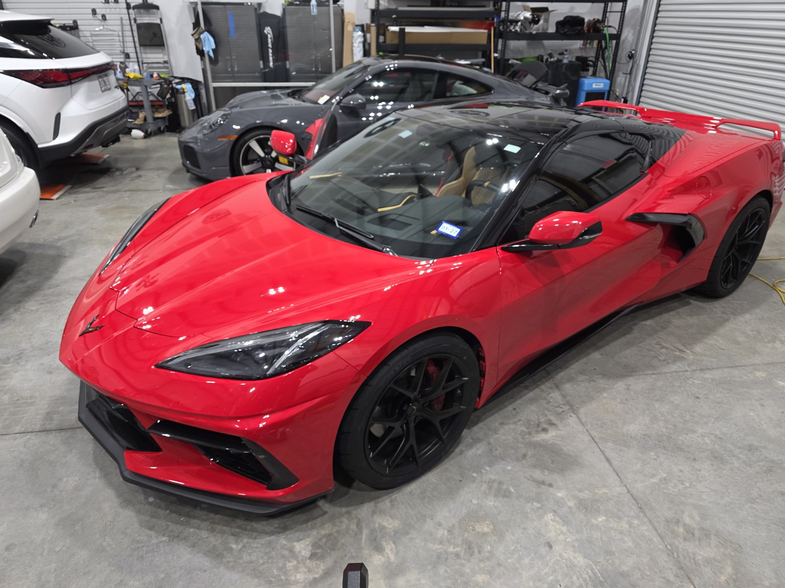Red Corvette with ceramic window tint by TWL Wrap